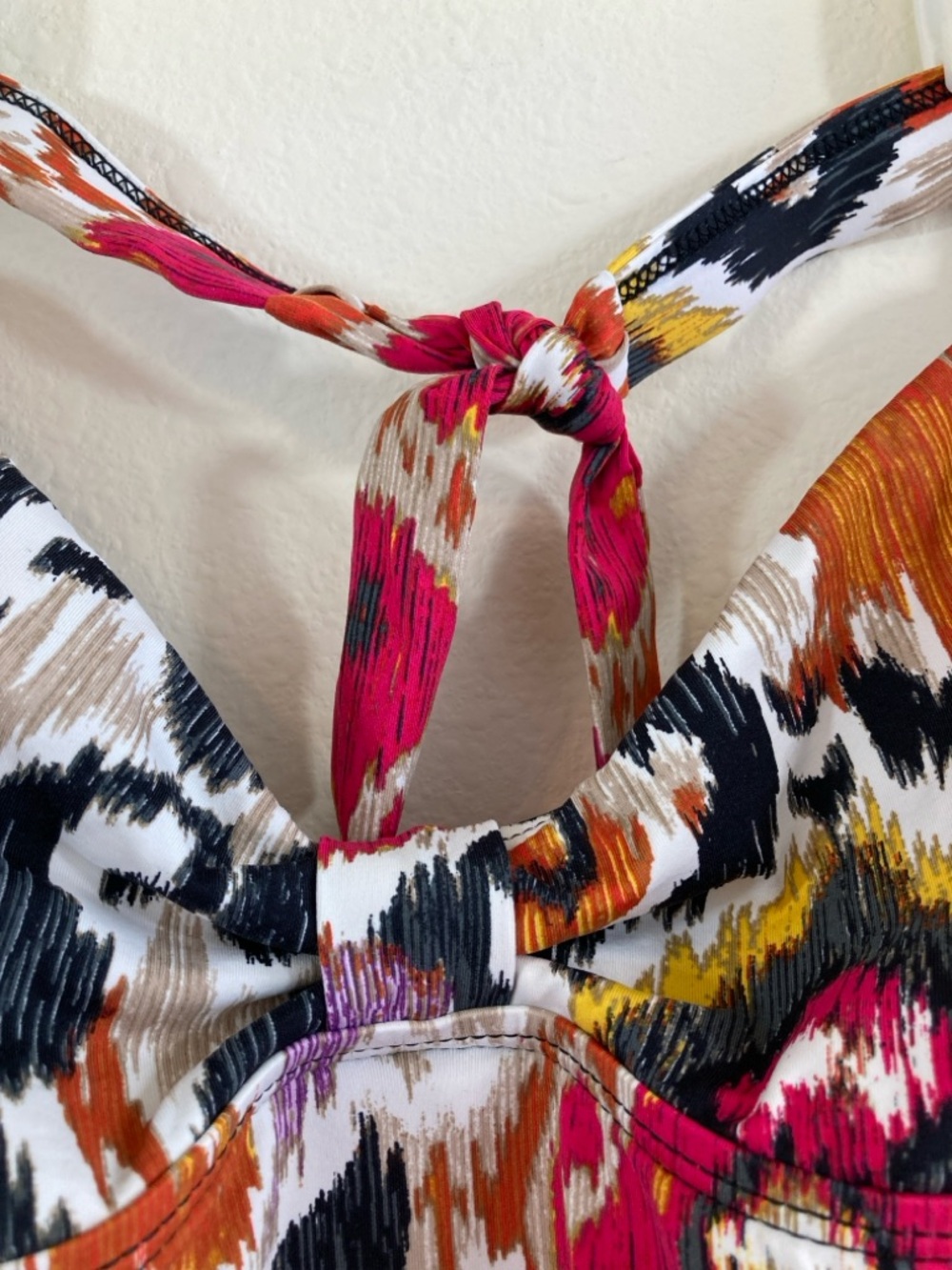 Kenneth Cole New York Swim Halter Tie Top with Ikat-Style Print Size XL. - Picture 2 of 7